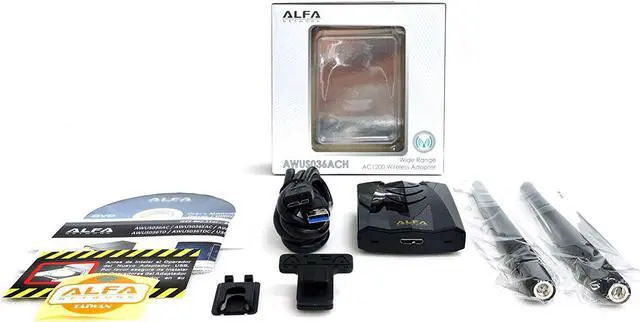 Alt view image 5 of 11 - alfa longrange dualband ac1200 wireless usb 3.0 wifi adapter w/2x 5dbi external antennas  2.4ghz 300mbps/5ghz 867mbps  802.11ac & a, b, g, n