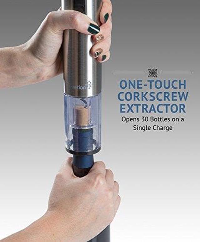 Alt view image 6 of 9 - Ivation Wine Gift Set, Includes Stainless Steel Electric Wine Bottle Opener, Wine Aerator, Electric Vacuum Wine Preserver, 2 Bottle Stoppers, Foil Cutter & LED Charging Base
