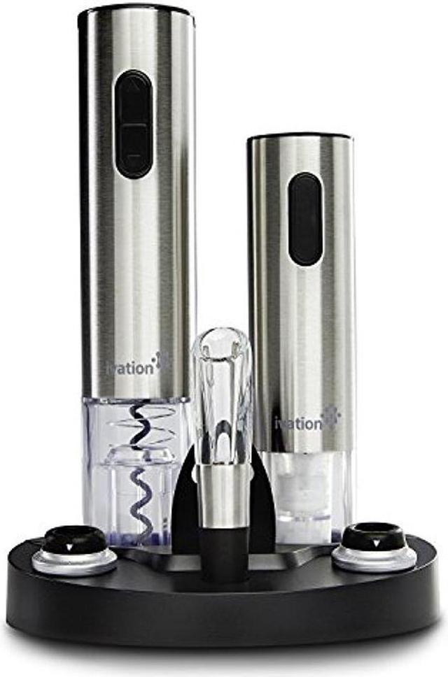 SteeL Vacuum Wine Preserver And 2 Stoppers