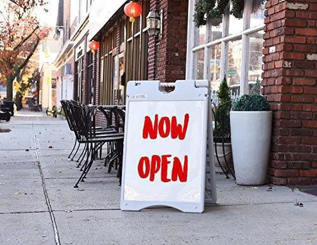 Alt view image 2 of 6 - Durable Weatherproof Jumbl A-Frame Signboard Foldable with Nonslip Base for Outdoor Sidewalk Signage – Use Front & Back for Duel Display Surfaces