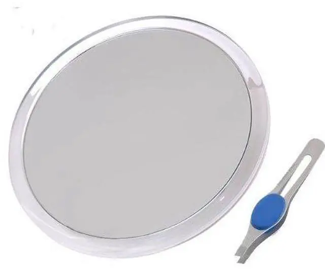 Alt view image 3 of 5 - JUMBL Large 8" Suction Cup 10X Magnifying Mirror with Precision Tweezers