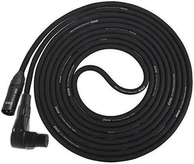 Main image of LyxPro Balanced XLR Cable Right Angle Female 10 ft Premium Series Professional Microphone Cable, Powered Speakers and Other Pro Devices Cable, Black