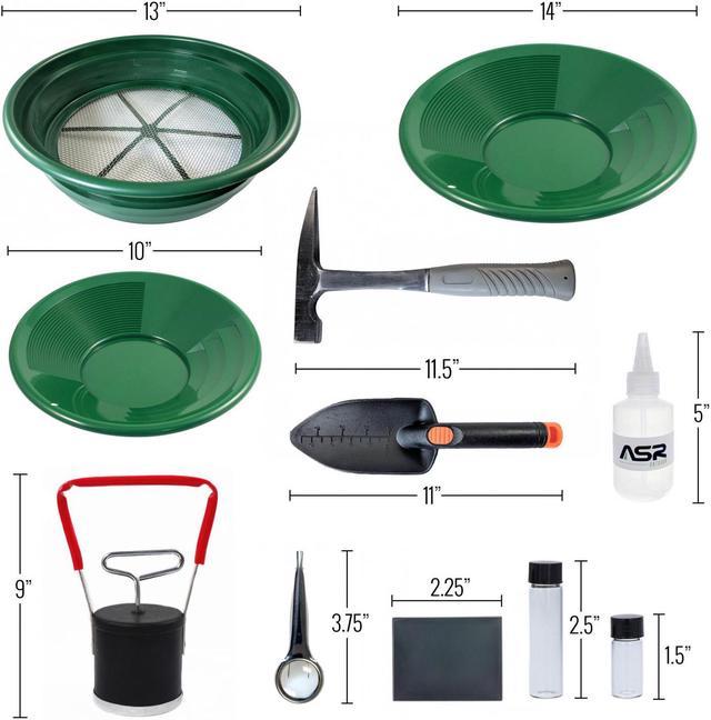 ASR Outdoor Gold Pan Prospecting Beginners Kit, Vial, Snifter Green