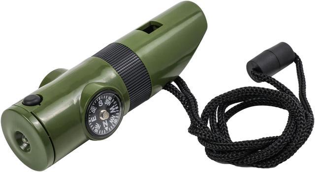 Green - 7-In-1 Survival Whistle with LED Flashlight and Compass