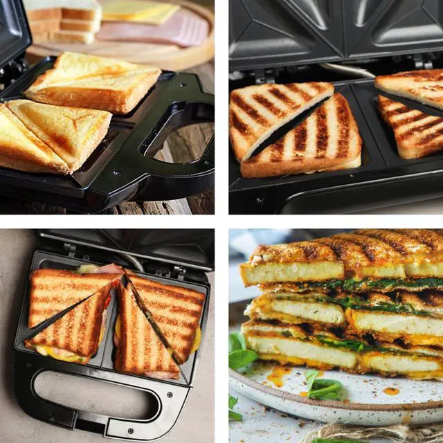 Alt view image 4 of 8 - Beille Panini Press Sandwich Maker Toaster Kitchen Appliances with Nonstick Grill Plates, Black