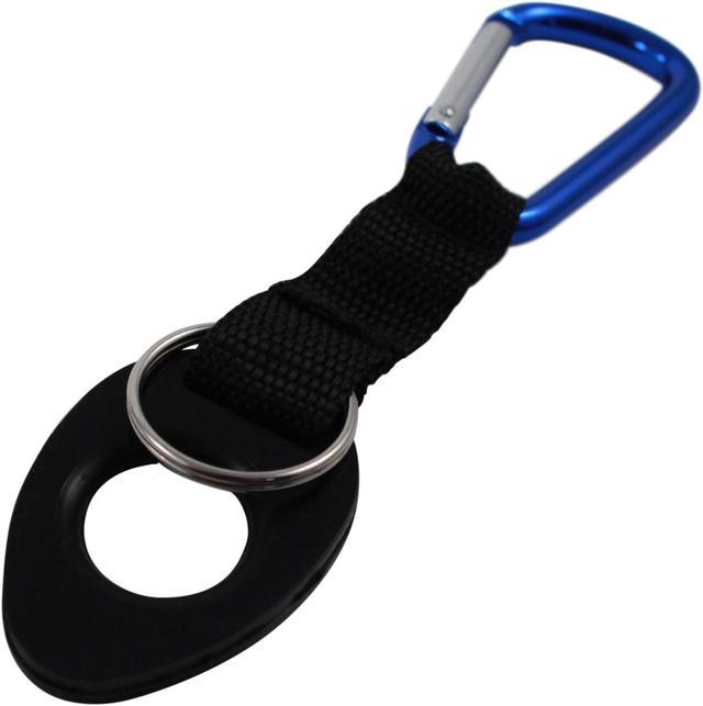Universal Water Bottle Holder With Blue Aluminum Carabiner Clip Attachment  