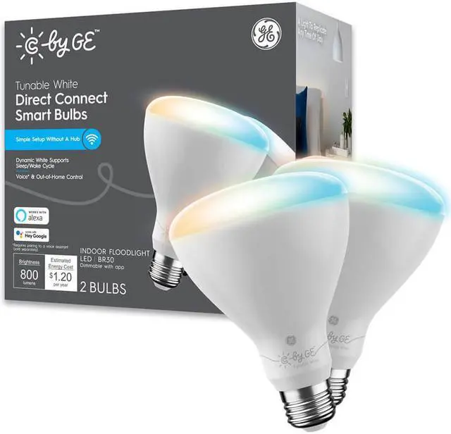 Main image of C by GE Tunable White Direct Connect Smart Bulbs (2 LED BR30 Light Bulbs)