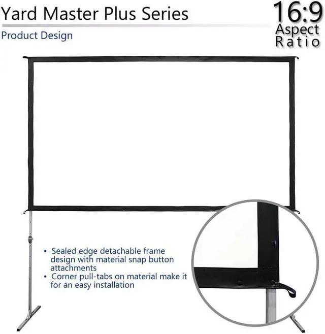 Alt view image 3 of 5 - Elite Screens Yard Master Plus OMS100H2PLUS Manual Projection Screen - 100" - 16:9 - Tripod