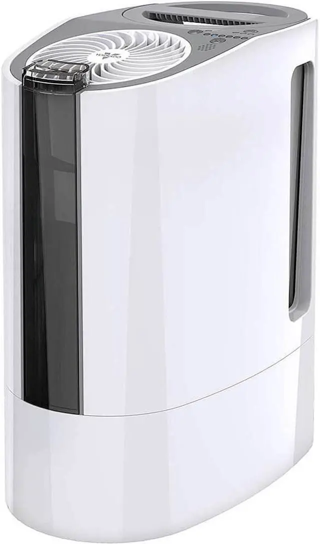 Alt view image 2 of 6 - vornado uh100 ultrasonic cool mist humidifier with fanassisted whole room humidification, auto humidity control, easy view 1 gallon water tank, white