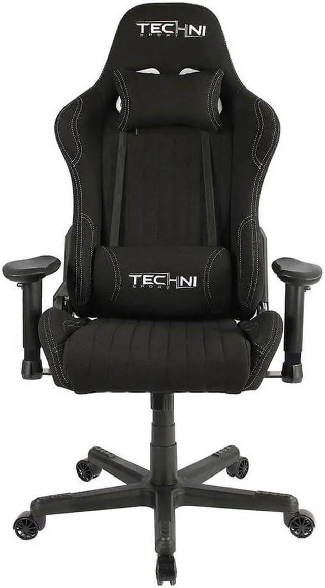 Alt view image 8 of 20 - Gaming Chair - Techni Sport TS-F44 - BLACK Fabric Ergonomic High Back Racer Style PC / Console Video Gaming / Study