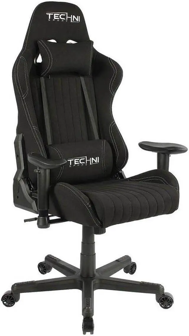 Alt view image 9 of 20 - Gaming Chair - Techni Sport TS-F44 - BLACK Fabric Ergonomic High Back Racer Style PC / Console Video Gaming / Study