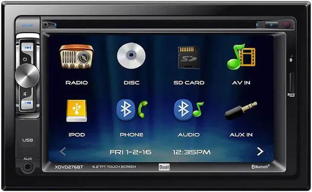 Alt view image 8 of 20 - Dual XDVD276BT 6.2" LCD Touch Screen Double Din Car Stereo