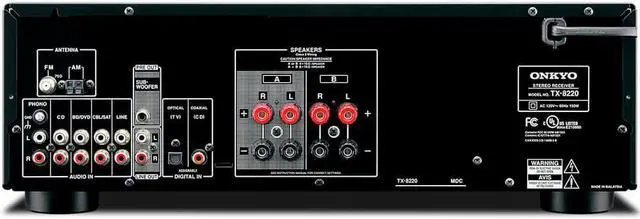 Alt view image 8 of 18 - Onkyo TX-8220 Analog Home Audio/Video Stereo Receiver (Black)