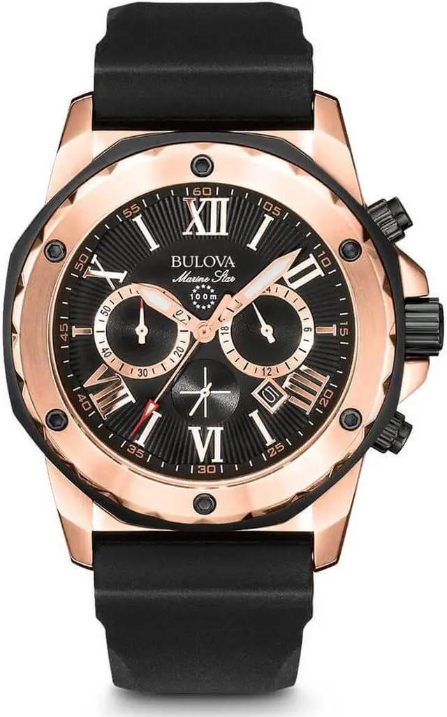 Alt view image 17 of 20 - Bulova Marine Star Mens Rose Gold Tone Quartz Chronograph Watch 98B104