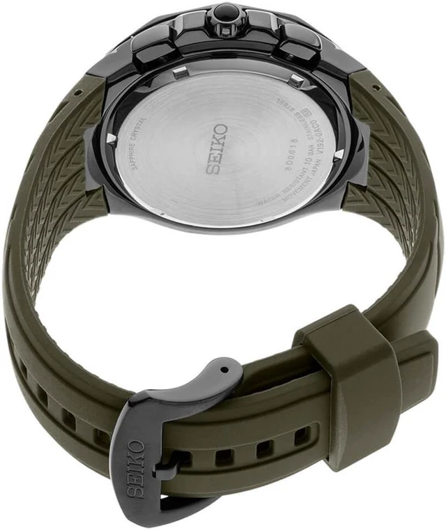 Alt view image 3 of 4 - Seiko SSC747 Mens Solar Chronograph Coutura Green Silicone Bracelet Watch 45.5mm