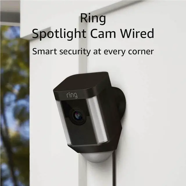 Alt view image 15 of 20 - Ring Spotlight Cam Wired, HD Two Way Talk Security Camera Black