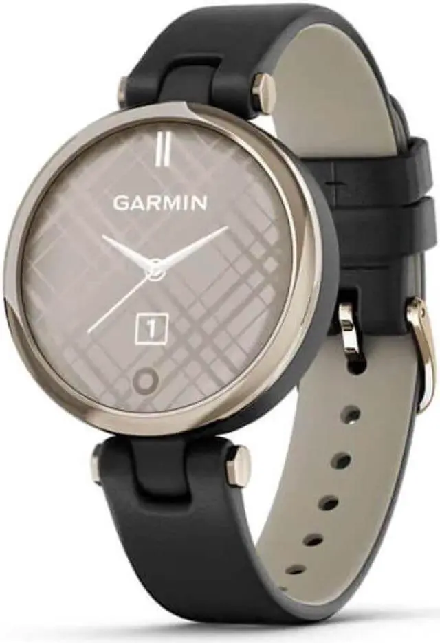 Main image of Garmin Lily™ Smartwatch - Cream Gold Bezel with Black Case and Italian Leather Band