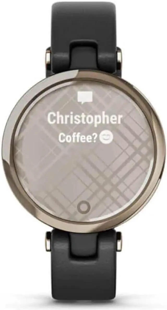 Alt view image 4 of 14 - Garmin Lily™ Smartwatch - Cream Gold Bezel with Black Case and Italian Leather Band