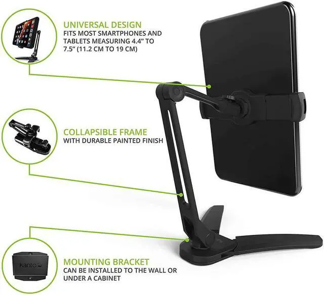 Alt view image 9 of 11 - Kanto DS150 Universal Phone and Tablet Stand with Mounting Bracket (Black)