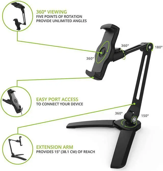 Alt view image 10 of 11 - Kanto DS150 Universal Phone and Tablet Stand with Mounting Bracket (Black)