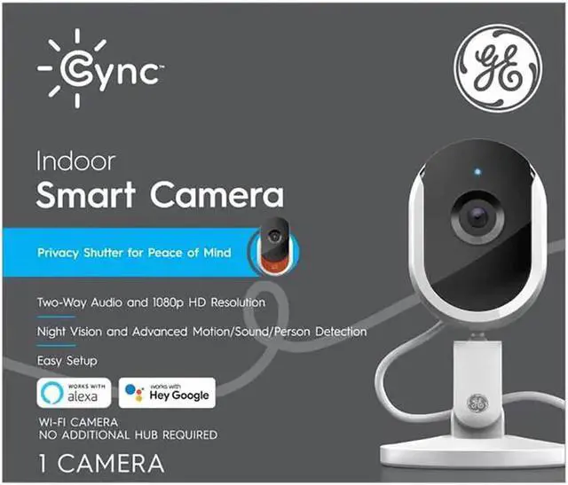 Alt view image 2 of 5 - Cync by GE 93128850 Smart Camera Plug-in Wireless Indoor Security Camera