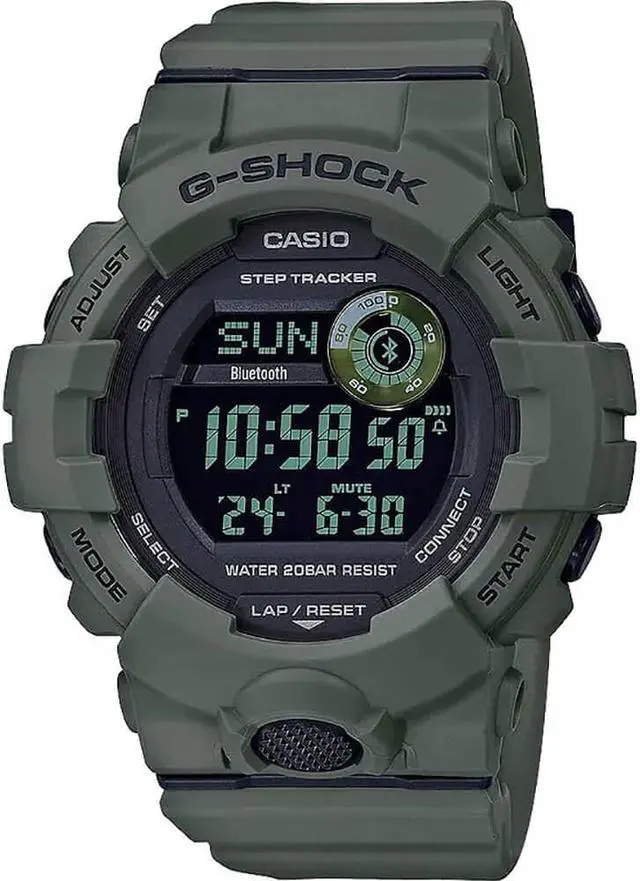 Alt view image 6 of 8 - Casio GBD800UC3 G-Shock Power Trainer Resin Army Green Mens Watch