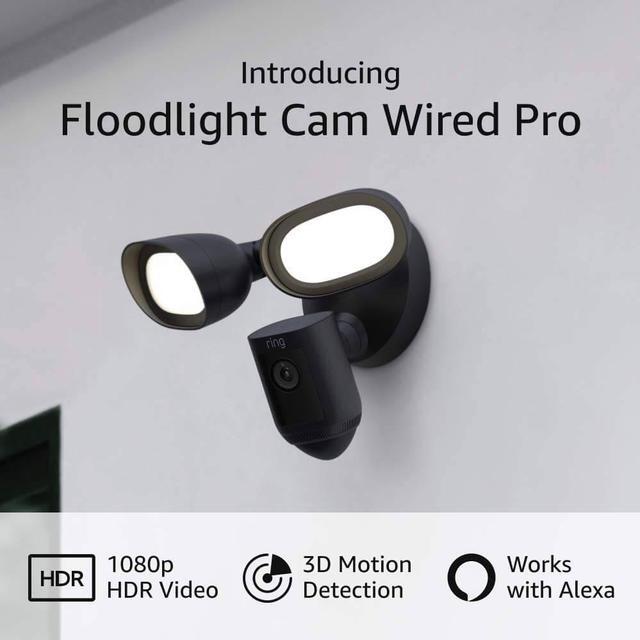 Alt view image 6 of 18 - Ring B08FCWQWDZ Floodlight Cam Wired Pro Surveillance Camera - 1080p - 1800 Lumens - LED - Outdoor - Wired - Night Vision - Amazon Alexa - Black