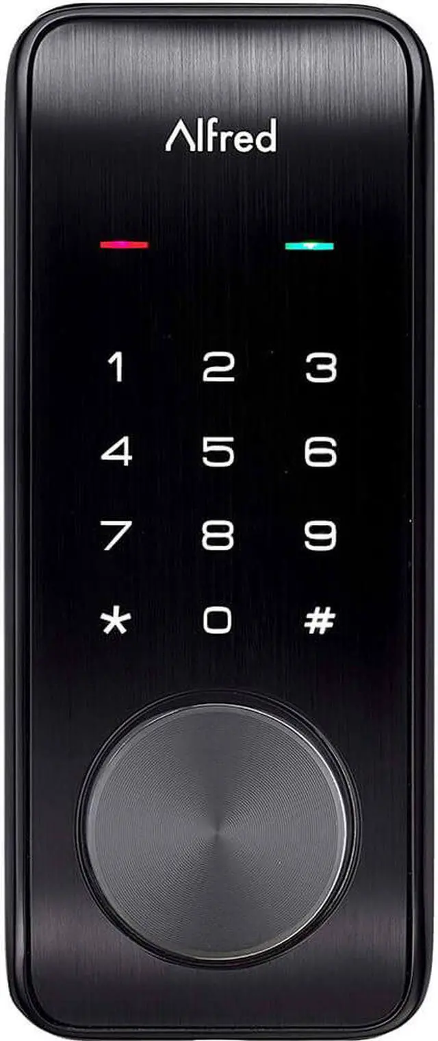 Alfred DB2-B Smart Door Lock with Bluetooth and keyed-entry - Black