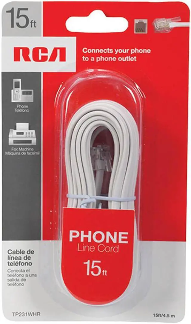 Alt view image 2 of 2 - RCA TP231WHR 15 Ft White Phone Line Cord