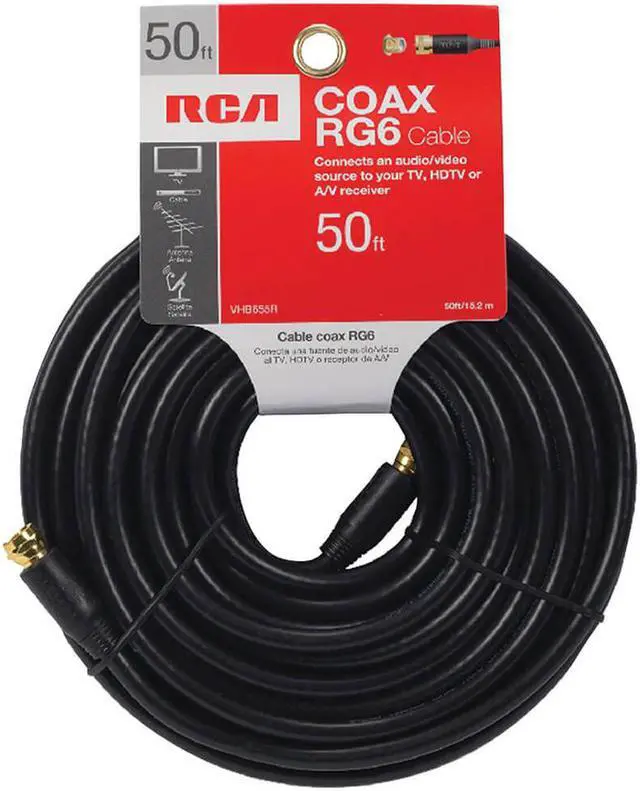 Main image of RCA 50ft. Black RG6 Coaxial Cable