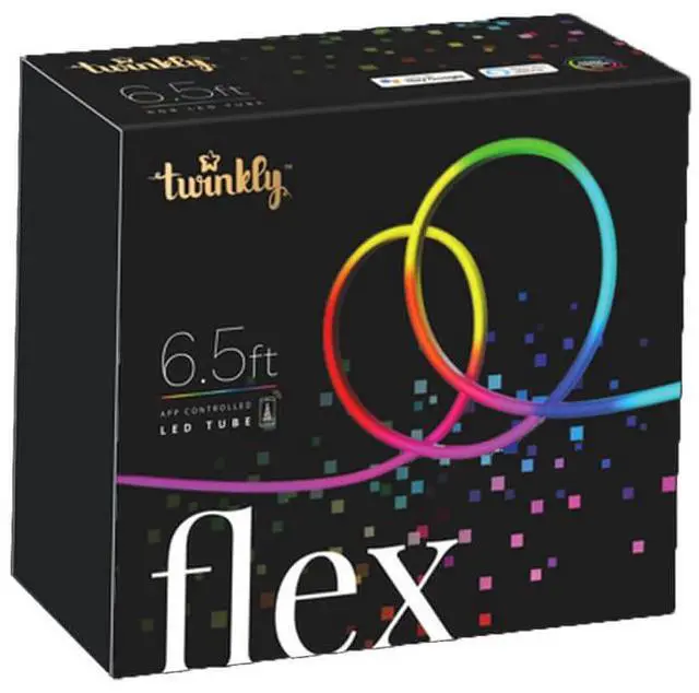 Alt view image 8 of 11 - Twinkly Flex 6.5 Ft RGB LED Bluetooth Light Tube with 16 Million Colors, White