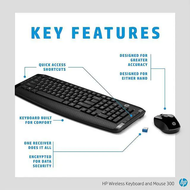Alt view image 8 of 13 - HP Wireless Keyboard and Mouse 300