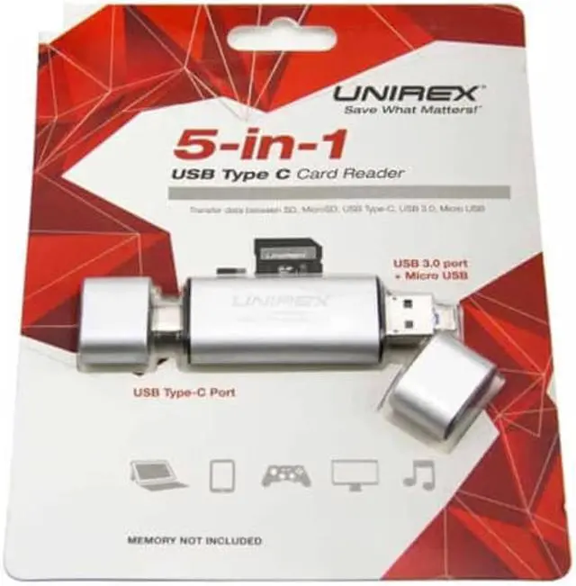 Alt view image 2 of 2 - Unirex MSC001S 5-in-1 Type C 3.0 USB Card Reader