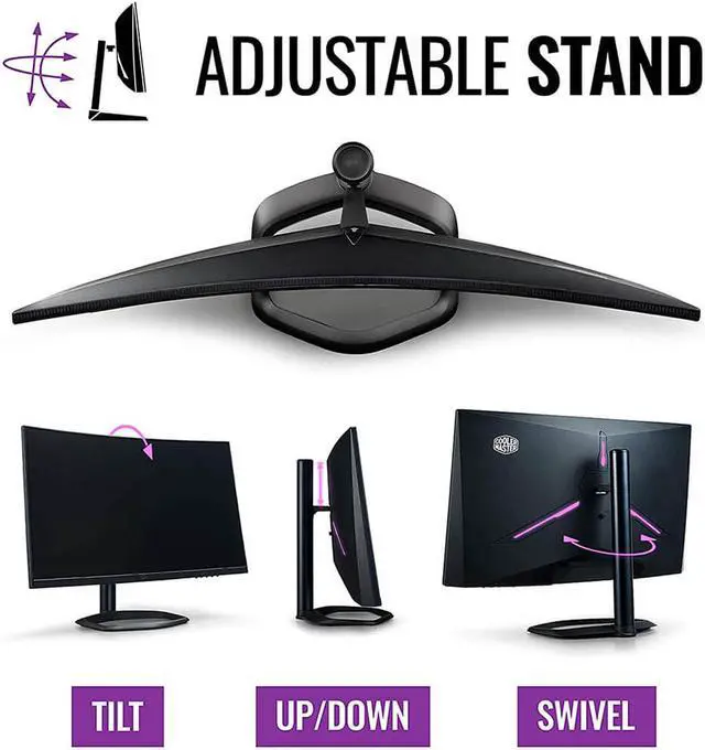 Alt view image 5 of 8 - Cooler Master CMI-GM27-CF 27" Full HD 1920 x 1080 165Hz (Overclock 200Hz +/- 5%) HDMI, DisplayPort AMD FreeSync Premium Built-in Speakers Height Adjustable Curved Gaming Monitors