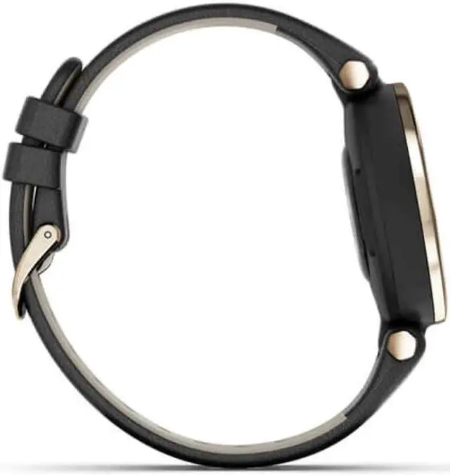 Alt view image 5 of 7 - Garmin Lily™ Smartwatch - Cream Gold Bezel with Black Case and Italian Leather Band