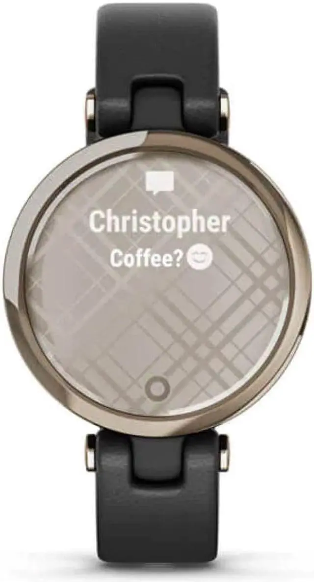 Alt view image 4 of 7 - Garmin Lily™ Smartwatch - Cream Gold Bezel with Black Case and Italian Leather Band