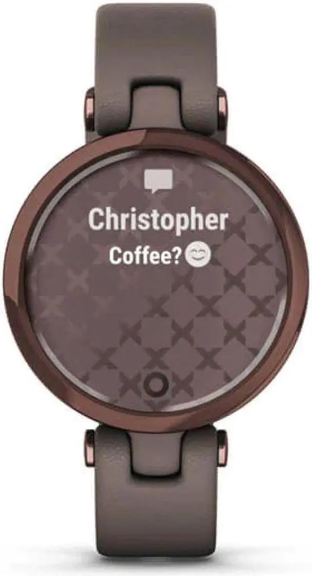 Alt view image 4 of 7 - Garmin Lily™ Smartwatch - Dark Bronze Bezel with Paloma Case and Italian Leather Band