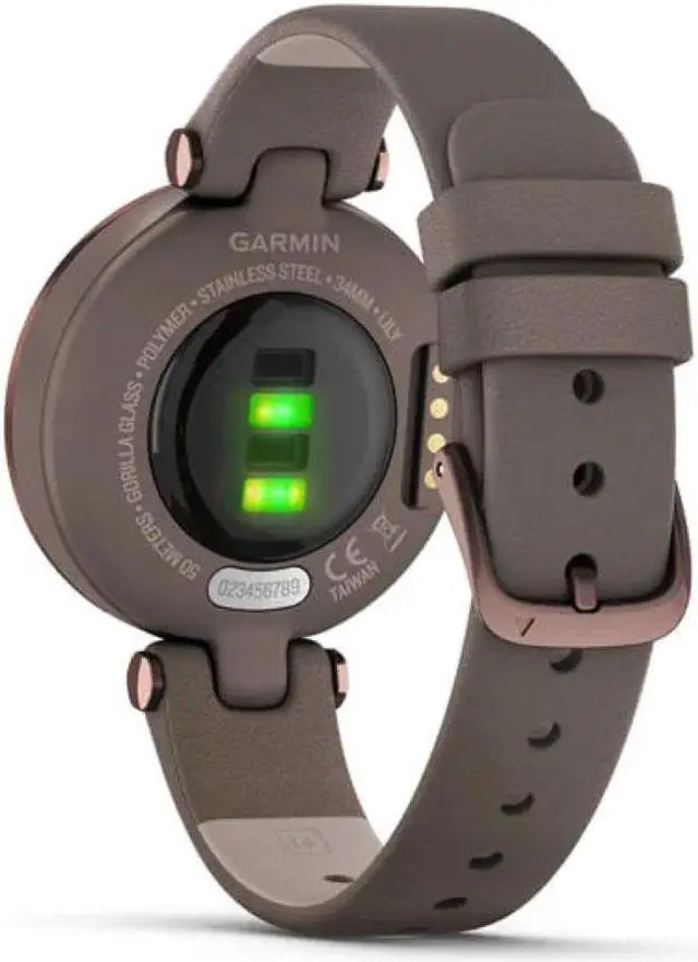 Alt view image 6 of 7 - Garmin Lily™ Smartwatch - Dark Bronze Bezel with Paloma Case and Italian Leather Band