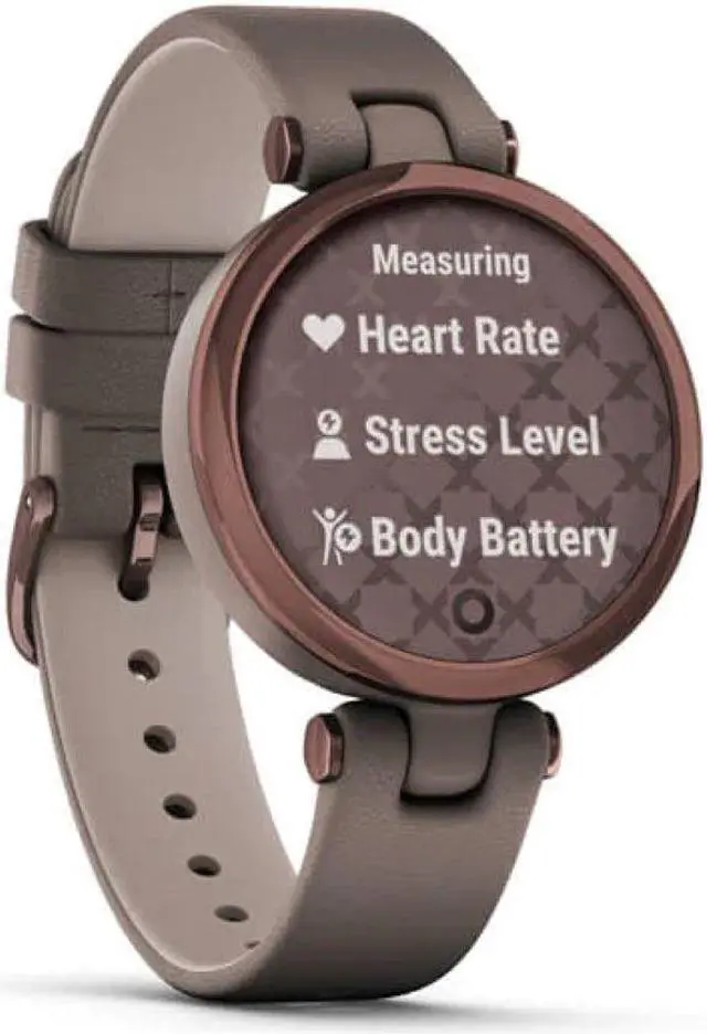 Alt view image 3 of 7 - Garmin Lily™ Smartwatch - Dark Bronze Bezel with Paloma Case and Italian Leather Band