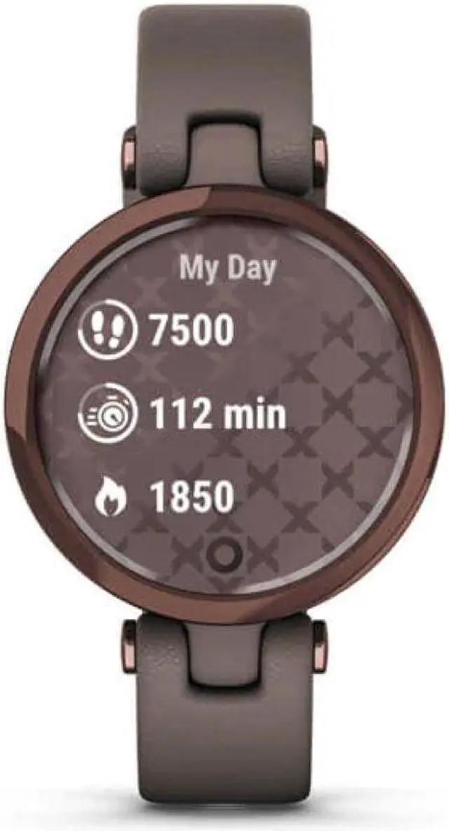 Alt view image 7 of 7 - Garmin Lily™ Smartwatch - Dark Bronze Bezel with Paloma Case and Italian Leather Band
