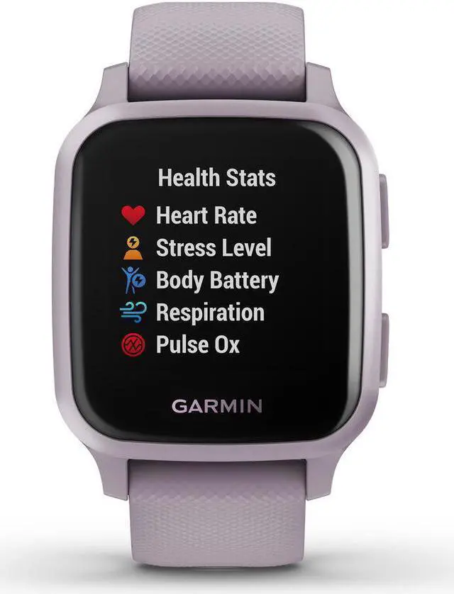 Alt view image 6 of 7 - Garmin Venu® Sq Smartwatch - Metallic Orchid Bezel with Orchid Case and Silicone Band