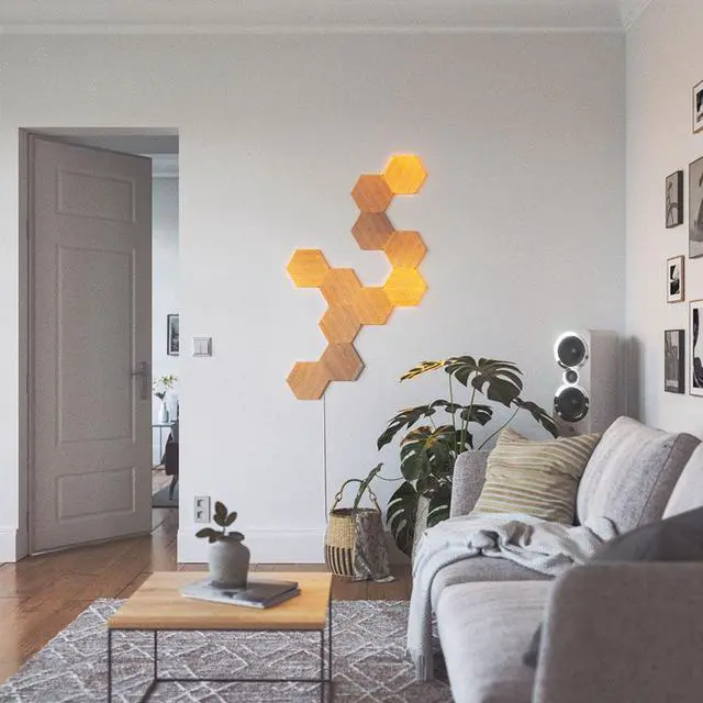Alt view image 5 of 14 - nanoleaf NL527005HB7P Elements Wood Look Smarter Kit (7 panels)