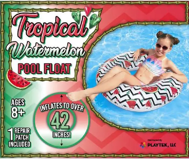 Alt view image 2 of 2 - Playtek PT8025 Tropical Watermelon Print Tube Inflatable Pool Float