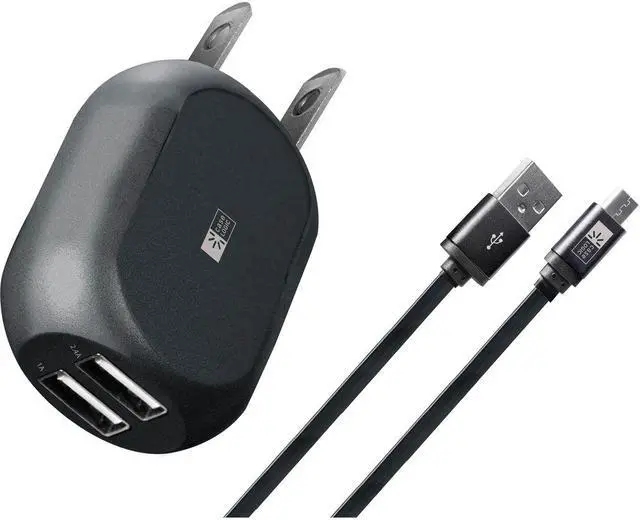 Main image of Case Logic 2ACLDUSBTMCB 2.4A Dual USB Wall Charger with Micro-USB Cable - Black