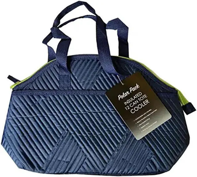 Main image of Kole Imports PLRPKQLTBLGN Polar Pack 12 Can Quilted Tote Bag Insulated Cooler in Blue/Green