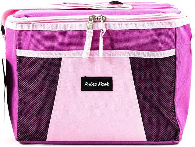 Alt view image 2 of 3 - Kole Imports PLRPKMESHPKP Polar Pack 12-Can Insulated Cooler Bag with Mesh Pocket - Pink/Purple