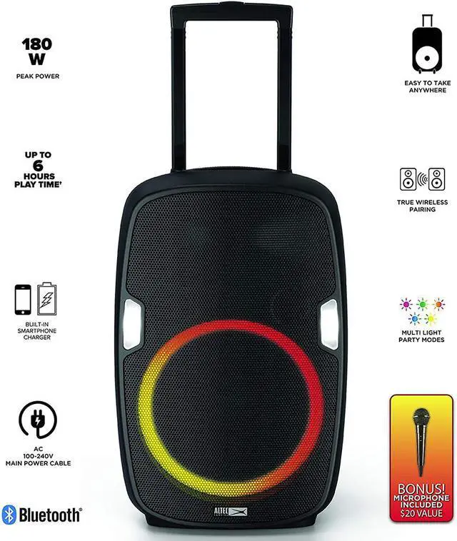 Alt view image 2 of 7 - ALTEC LANSING SROVBK000R SoundRover Wireless Trolley Bluetooth Speaker with Microphone