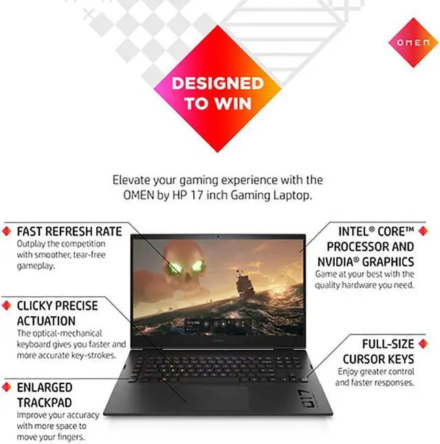 Alt view image 6 of 7 - HP 17CK1020NR 17.3 inch OMEN Gaming Laptop - Intel Core 17-12700H - 16GB/512GB