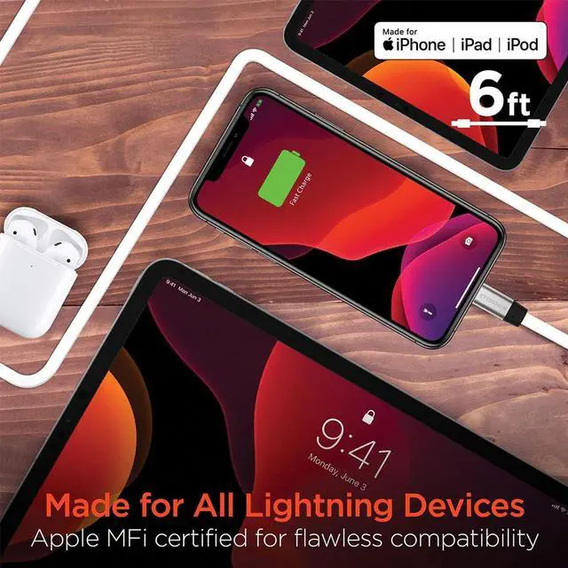 Alt view image 2 of 5 - Hypergear 15422 6 Ft. Flexi USB-C to Lightning Flat Cable - White