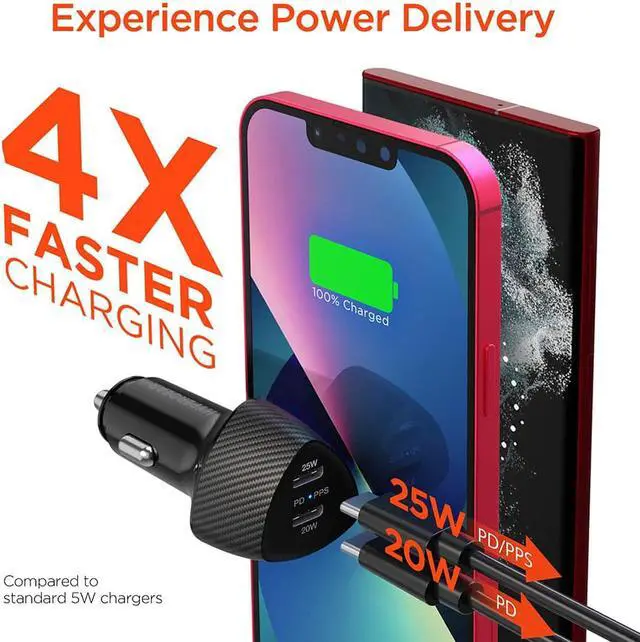 Alt view image 2 of 5 - Hypergear 15620 SpeedBoost 45W PD Dual Output Car Charger